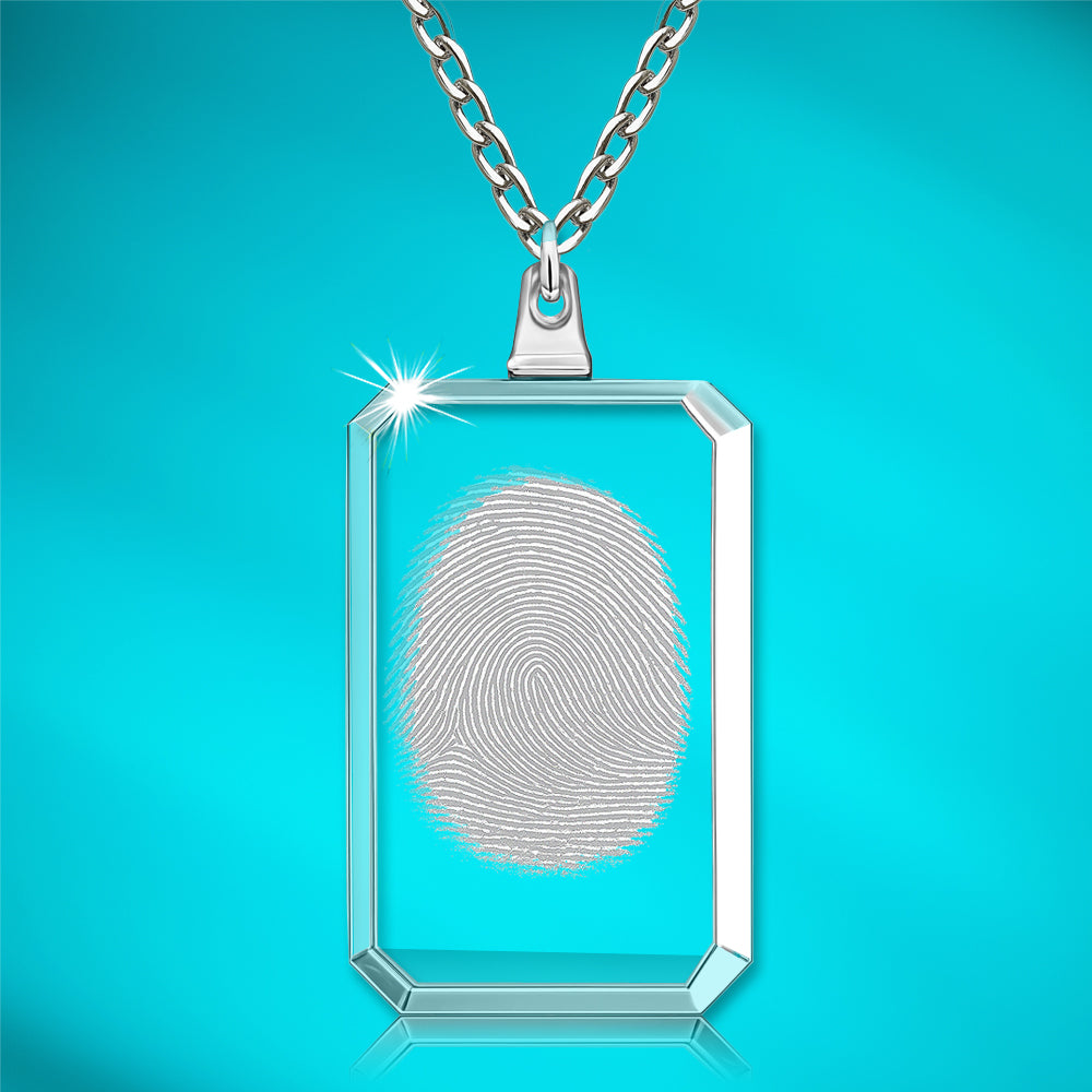 2D Crystal Fingerprint Rectangle Necklace