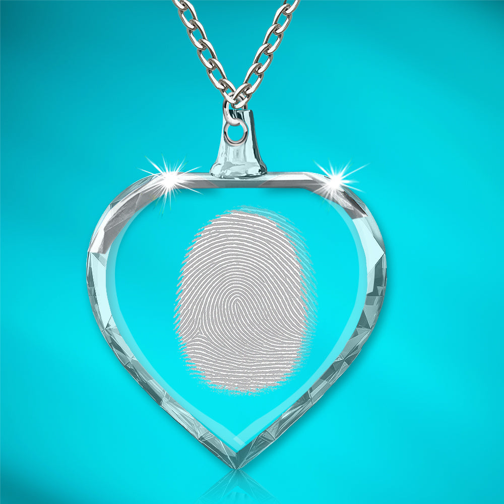 2D Crystal Fingerprint Heart Necklace