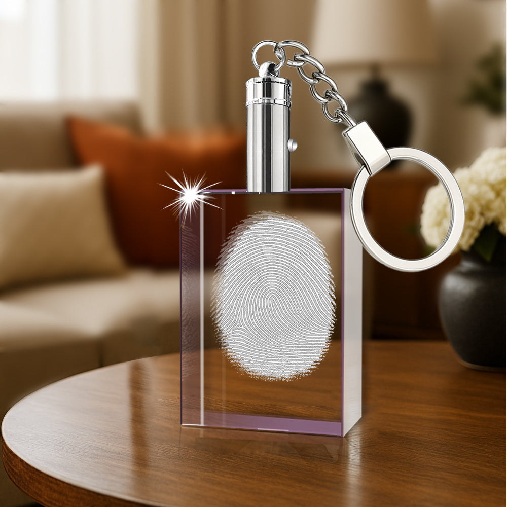 2D Crystal Fingerprint Keychain