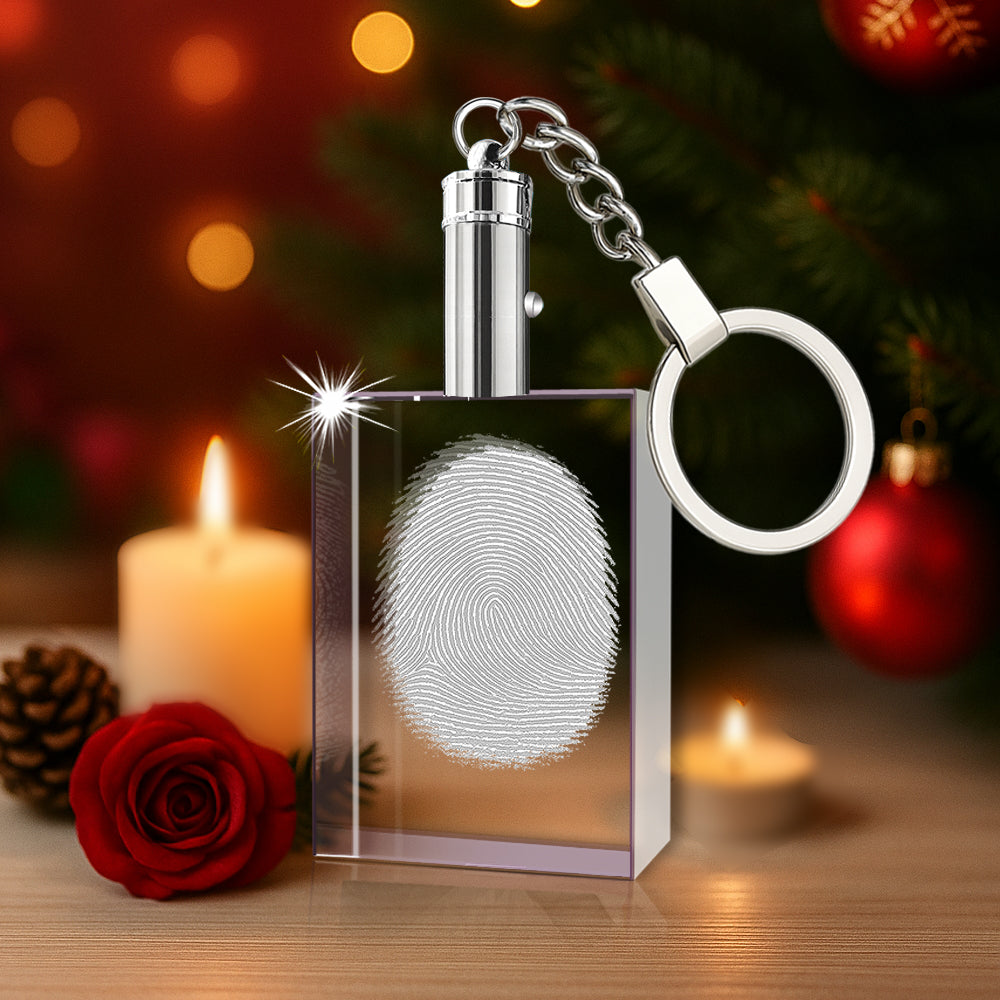 2D Crystal Fingerprint Keychain