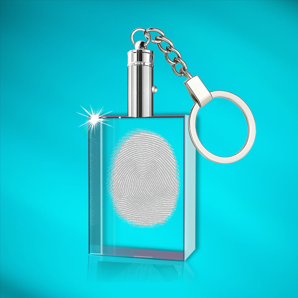 2D Crystal Fingerprint Keychain